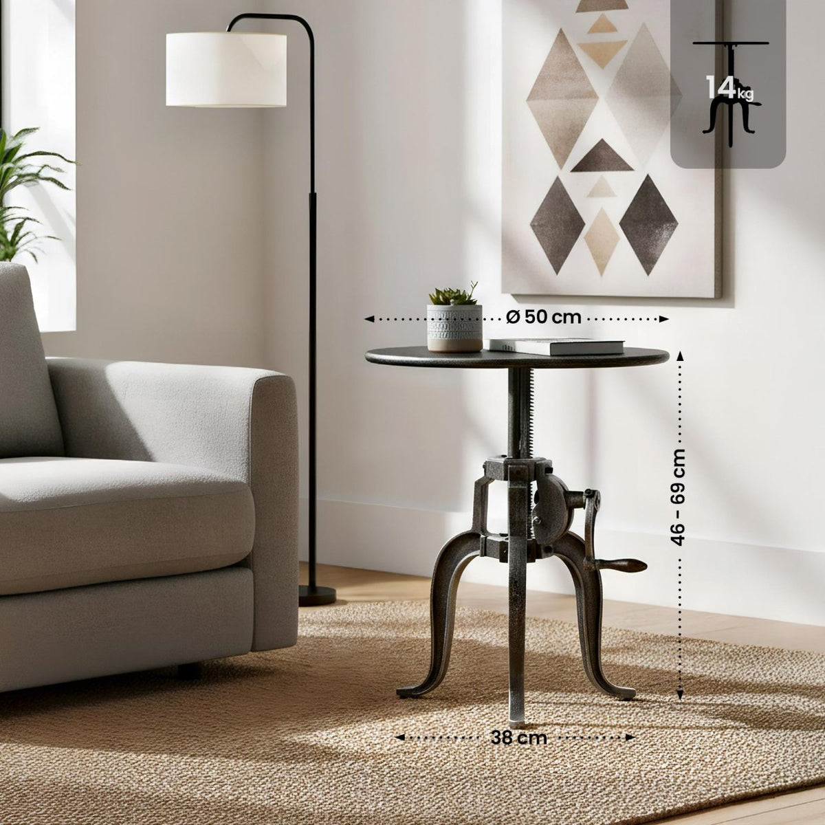 Bijzettafel Marcos 50 cm antiek zilver antik silber