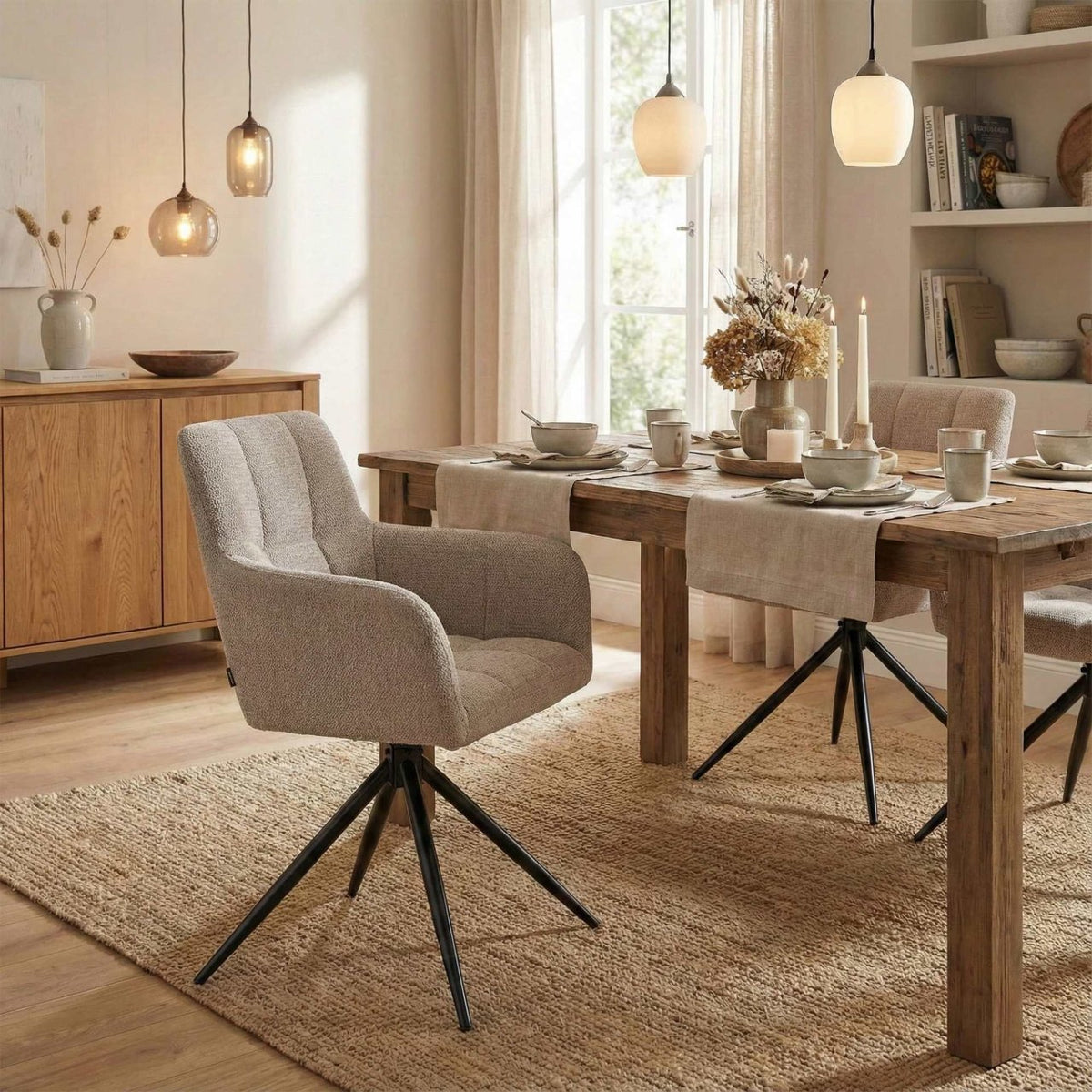 Set van 2 eetkamerstoelen Jonah stof taupe taupe