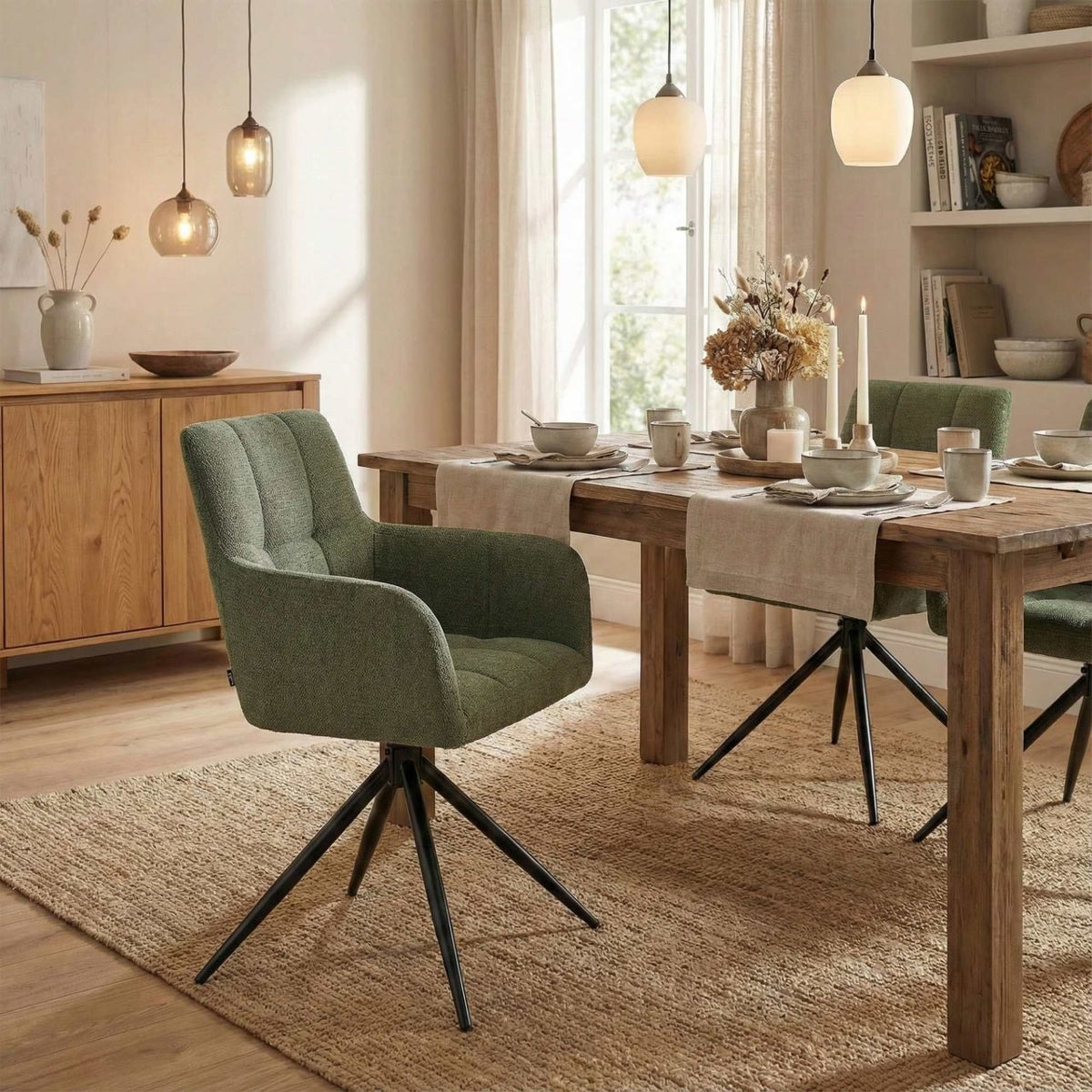 Set van 2 eetkamerstoelen Jonah stof groen grün