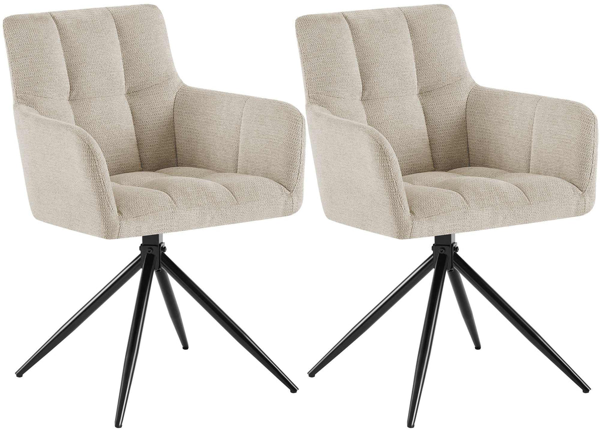 Set van 2 eetkamerstoelen Jonah stof creme creme