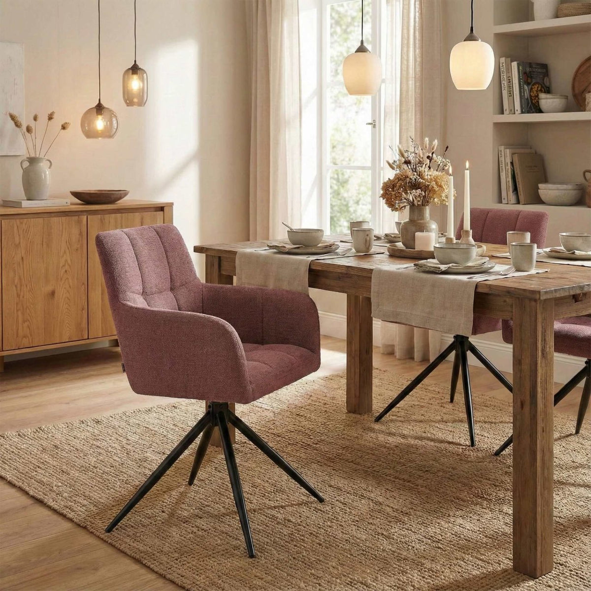 Set van 2 eetkamerstoelen Jonah stof robijnrood rubinrot