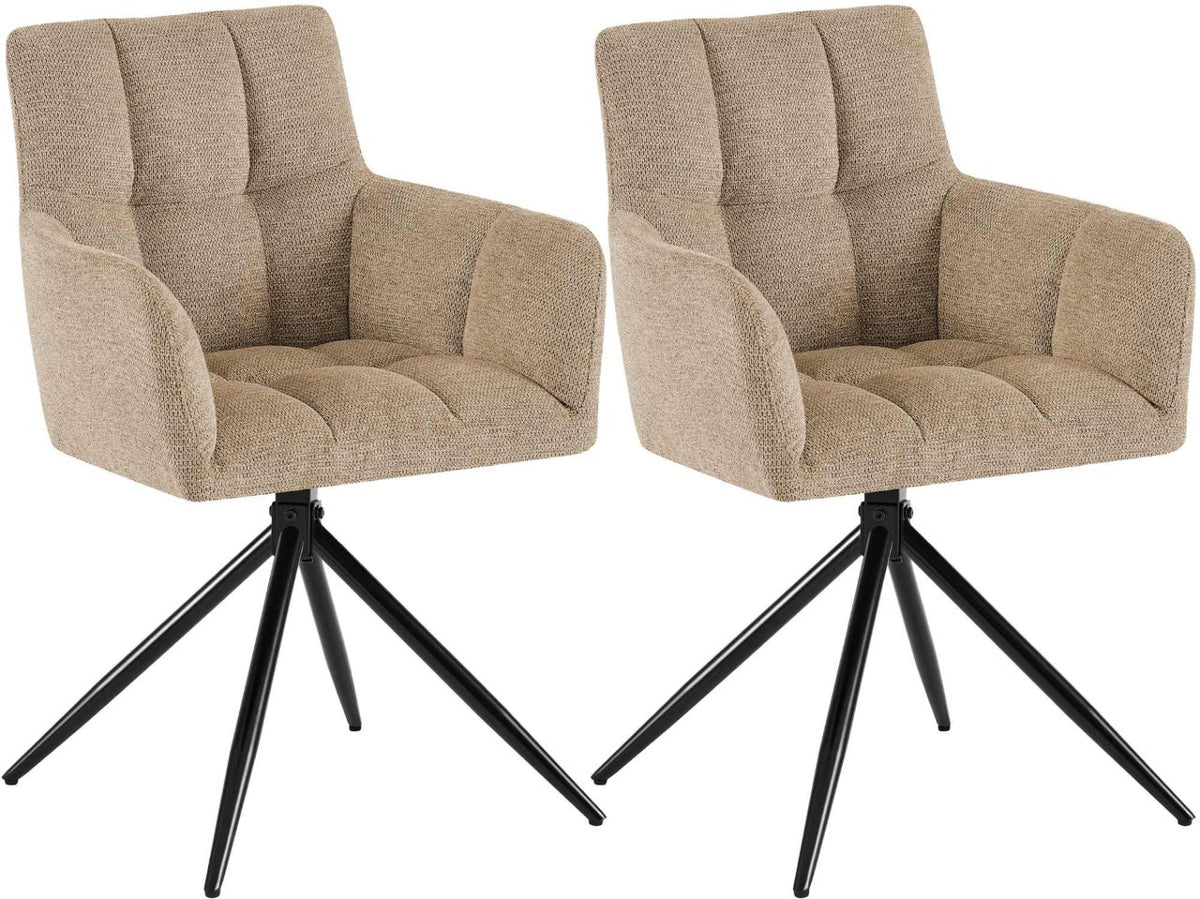 Set van 2 eetkamerstoelen Jonah stof licht bruin hellbraun