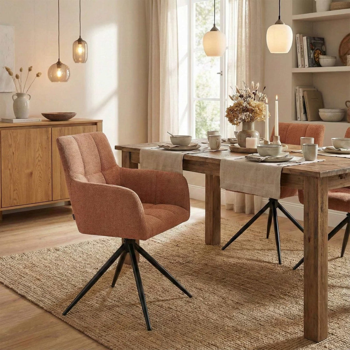 Set van 2 eetkamerstoelen Jonah stof oranje orange