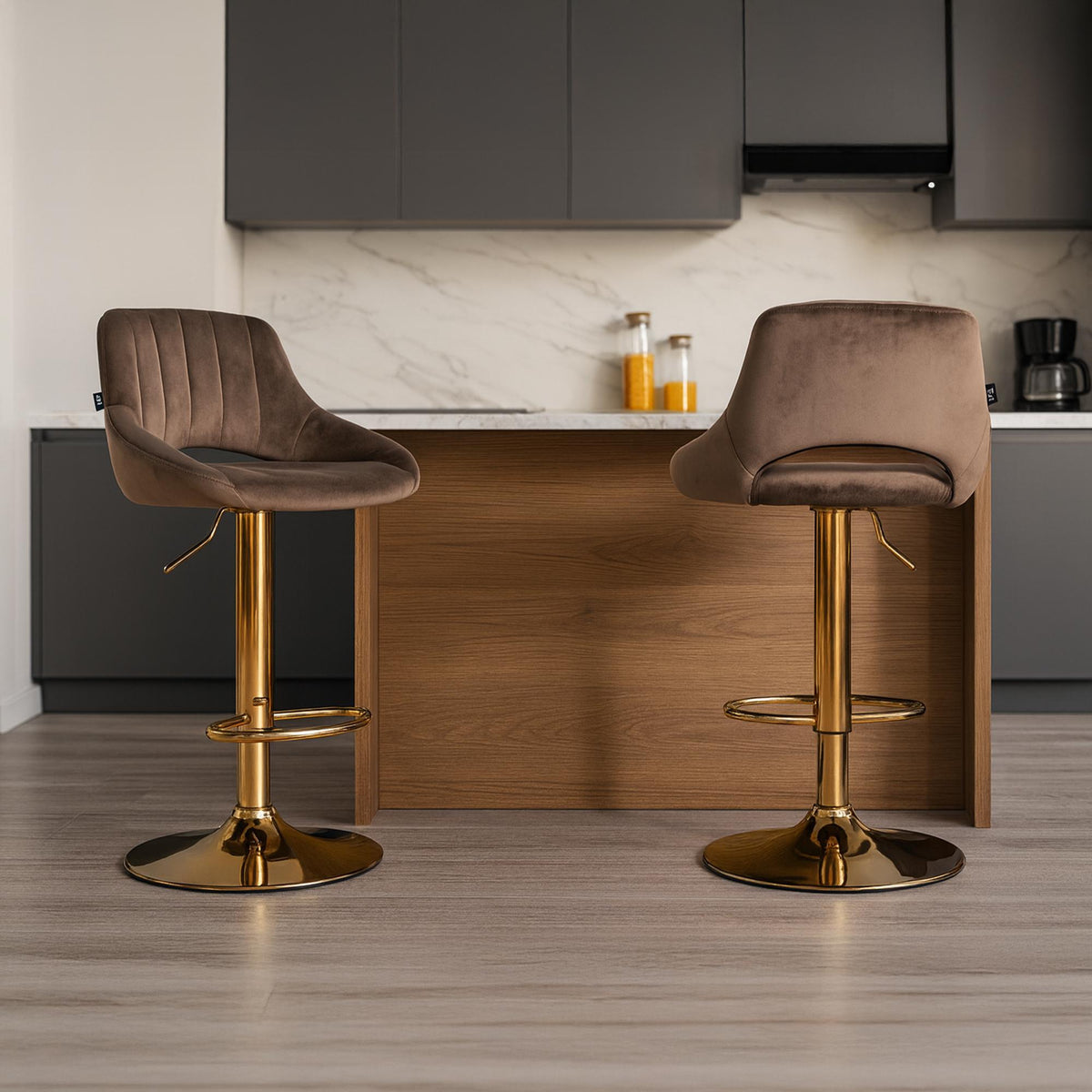Barkruk Milet Fluweel bruin,goud braun