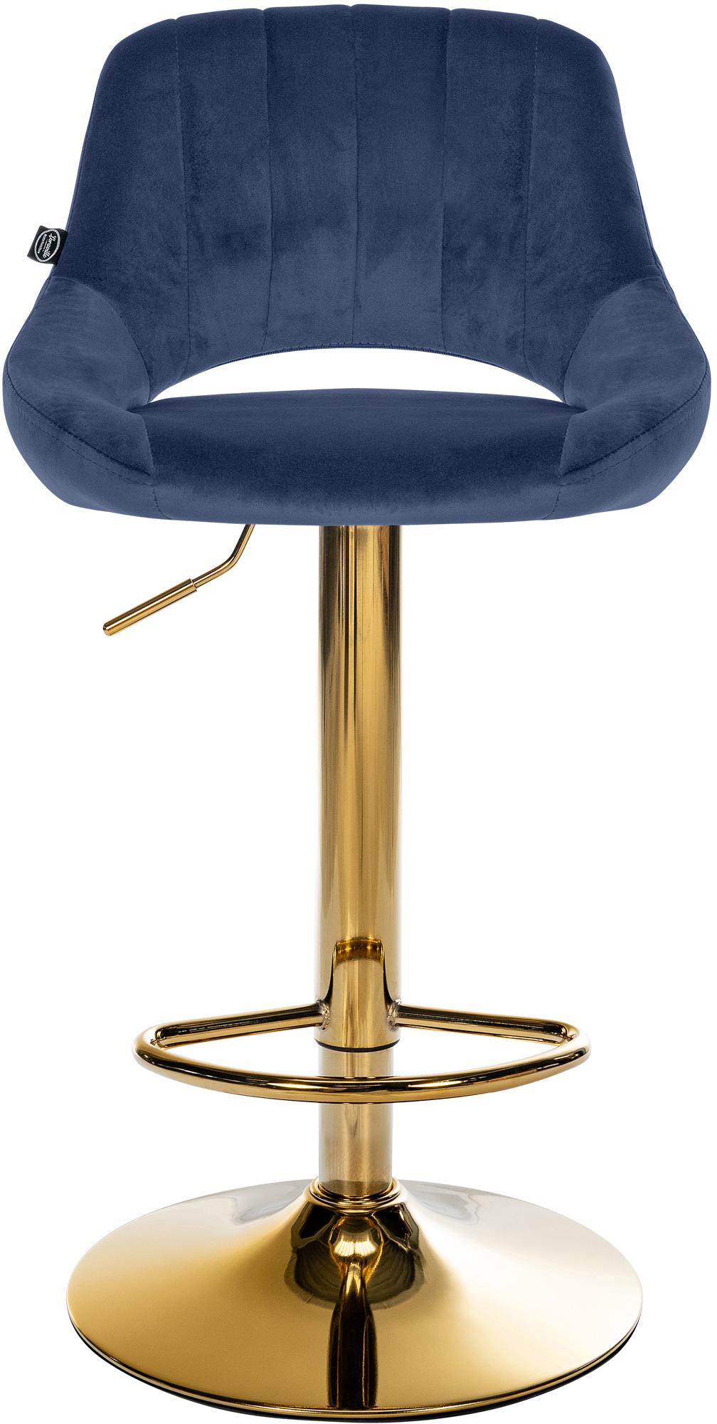 Set van 2 Barkrukken Milet Fluweel blauw,Metaal Goud blau
