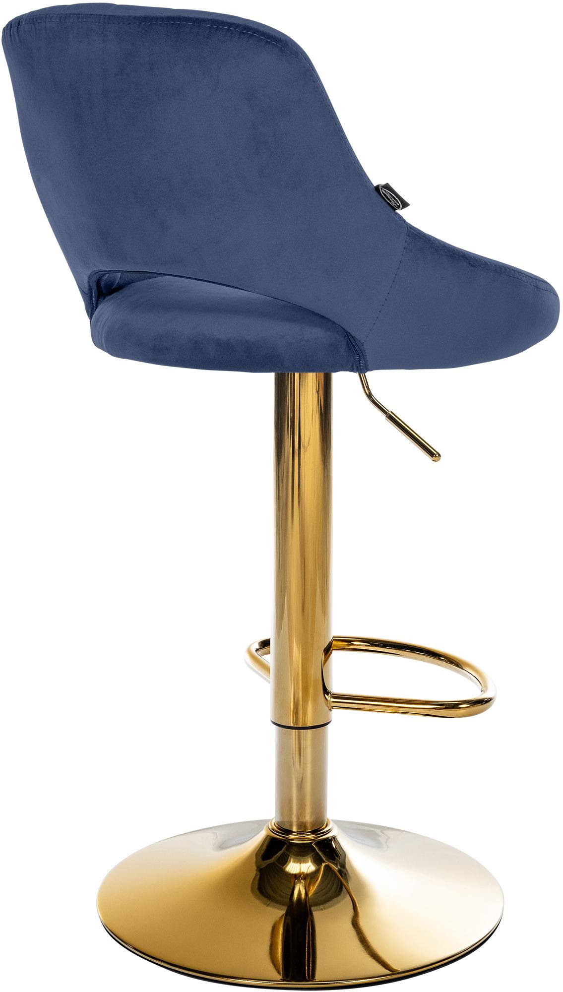 Set van 2 Barkrukken Milet Fluweel blauw,Metaal Goud blau