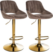 Set van 2 Barkrukken Milet Fluweel bruin,Metaal Goud braun