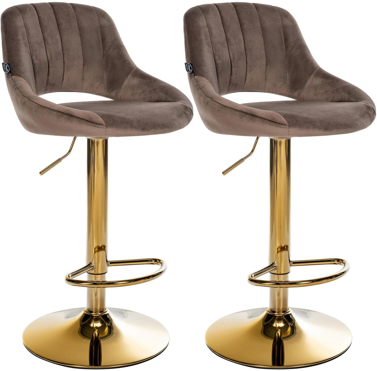 Set van 2 Barkrukken Milet Fluweel bruin,Metaal Goud braun