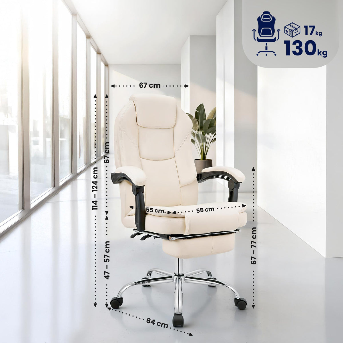 Bureaustoel Castle Kunstleer creme creme
