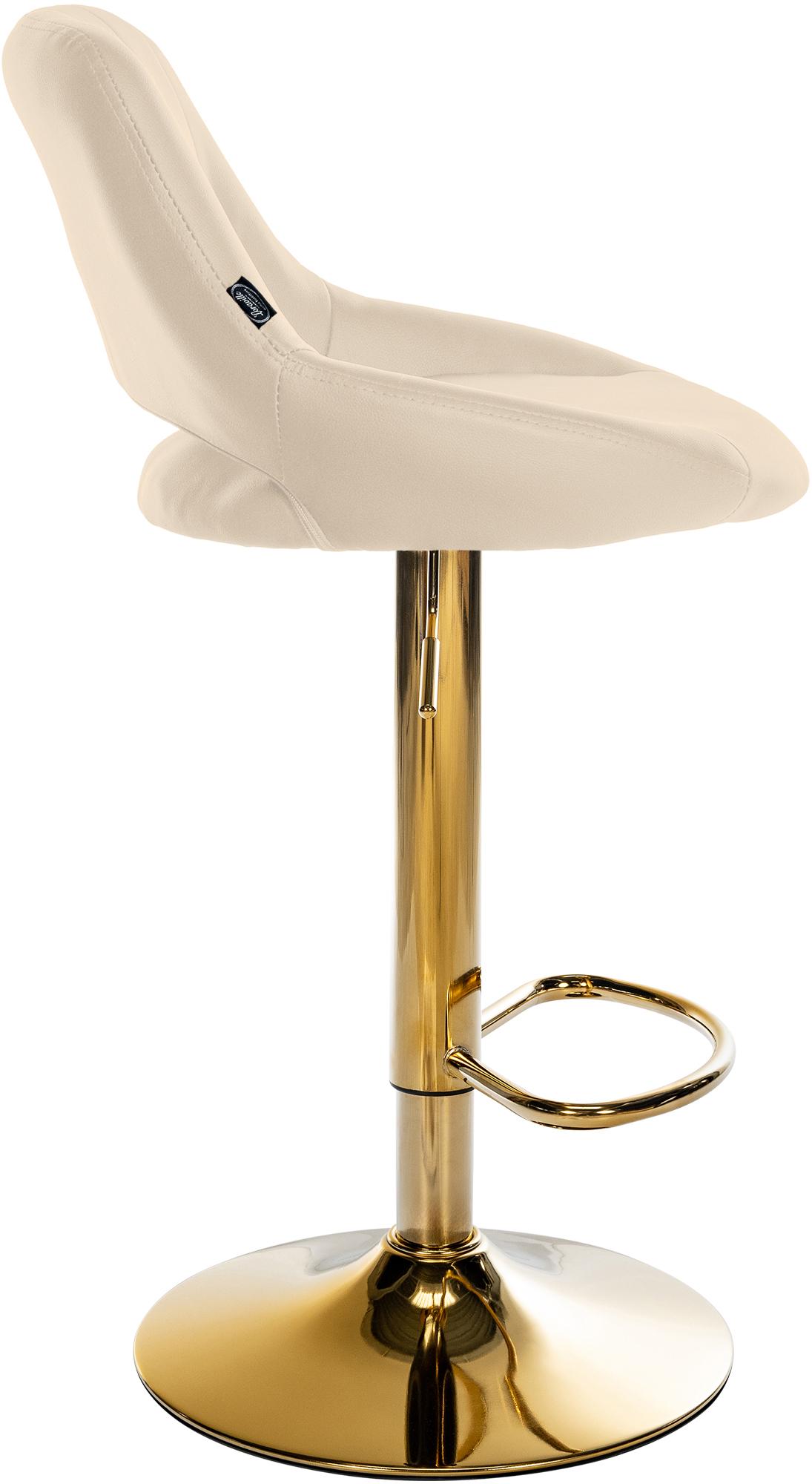 Set van 2 barkrukken Milet kunstleer creme,Metaal Goud creme
