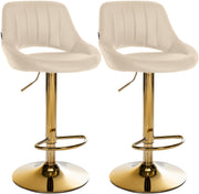 Set van 2 barkrukken Milet kunstleer creme,Metaal Goud creme