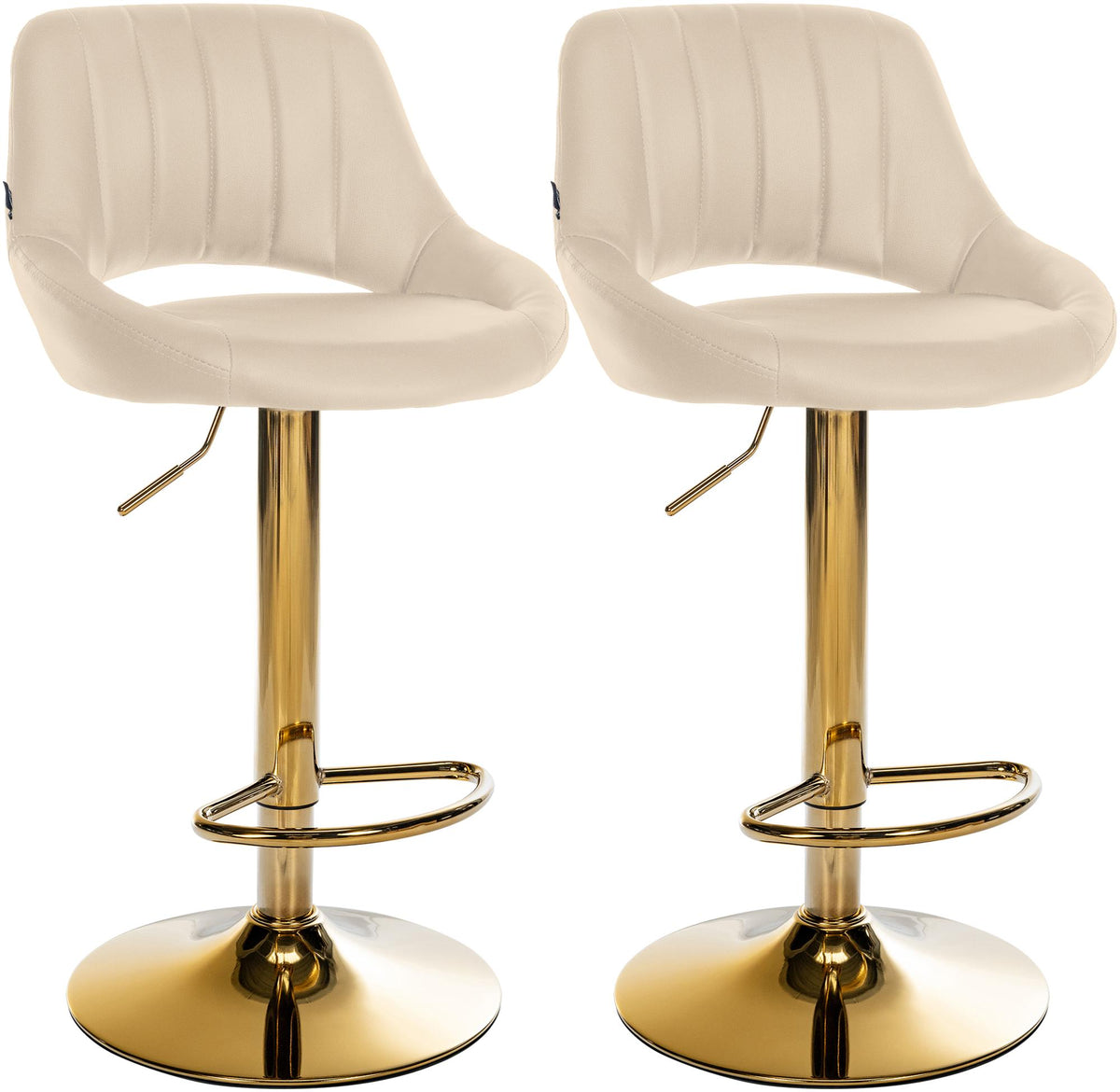 Set van 2 barkrukken Milet kunstleer creme,Metaal Goud creme