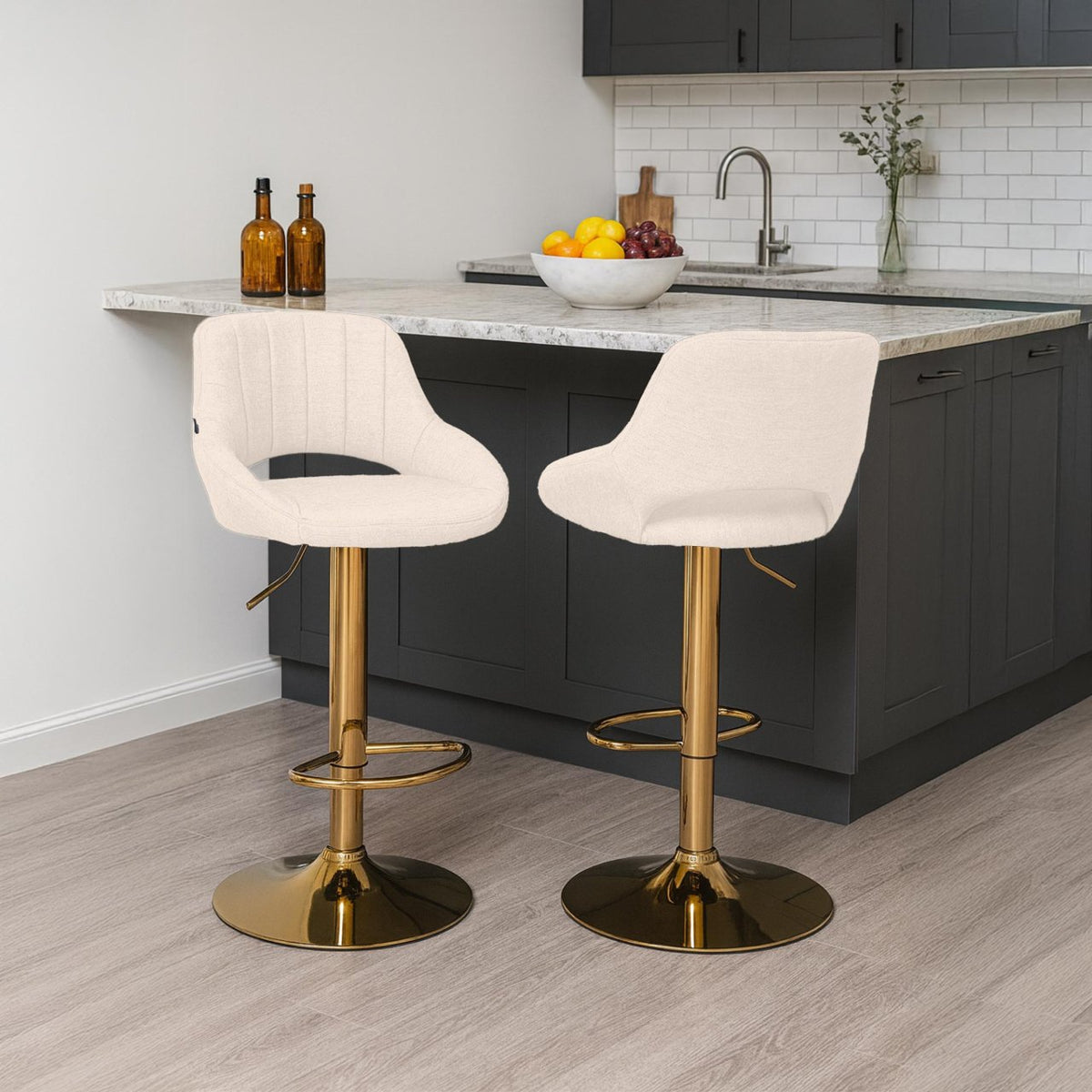 Barkruk Milet stof creme,goud creme