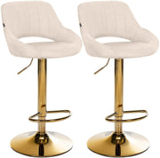 Set van 2 barkrukken Milet stof creme,Metaal Goud creme