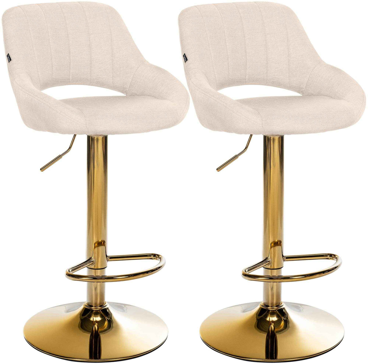 Set van 2 barkrukken Milet stof creme,Metaal Goud creme