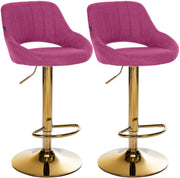 Set van 2 barkrukken Milet stof purper,Metaal Goud lila