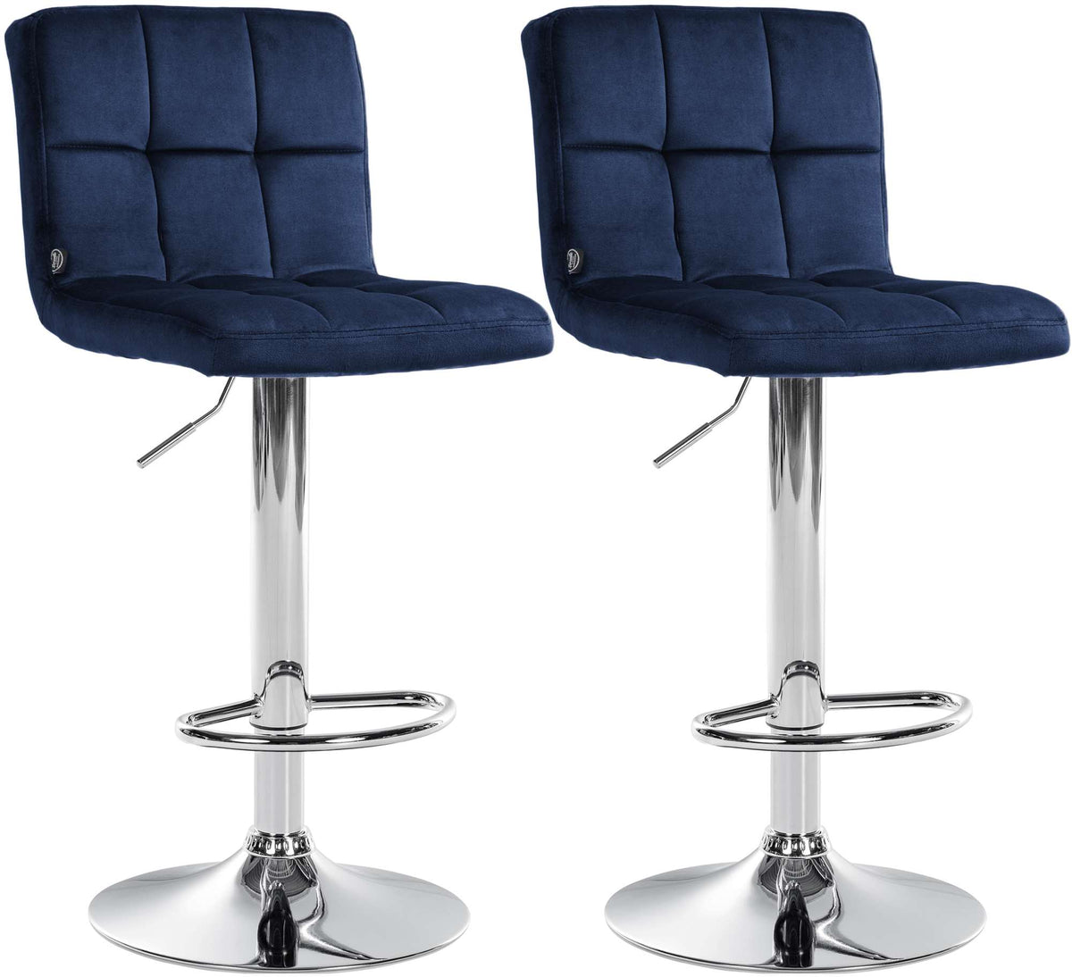 Set van 2 Barkrukken Peru Fluweel blauw,chroom blau
