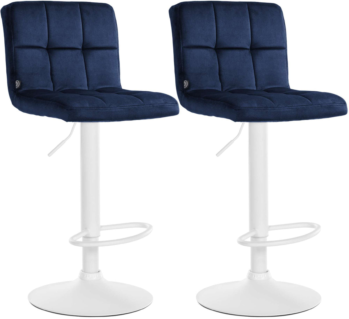 Set van 2 Barkrukken Peru Fluweel blauw,wit blau