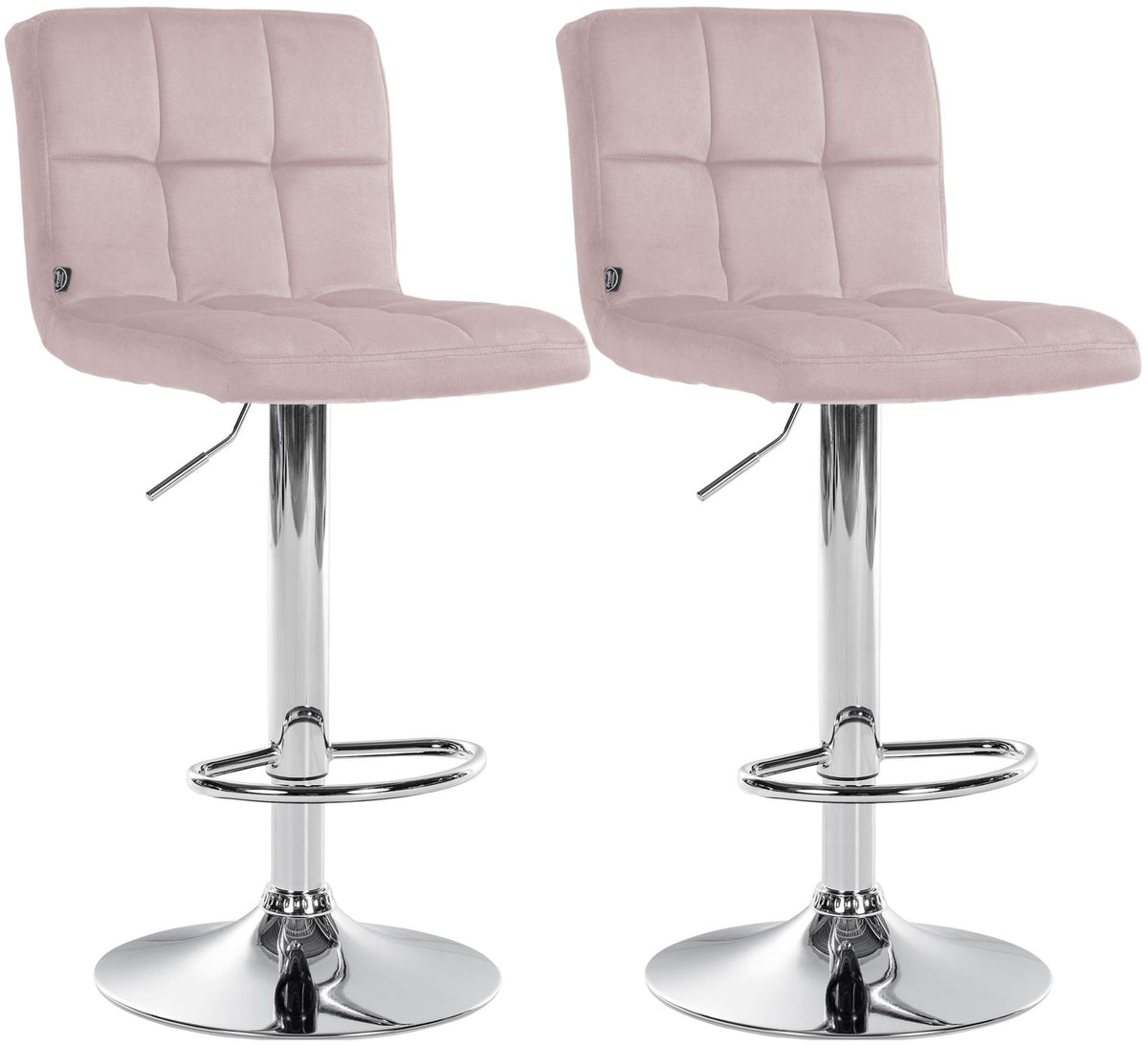 Set van 2 Barkrukken Peru Fluweel rosa,chroom rosa