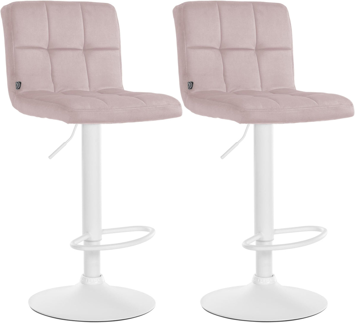 Set van 2 Barkrukken Peru Fluweel rosa,wit rosa