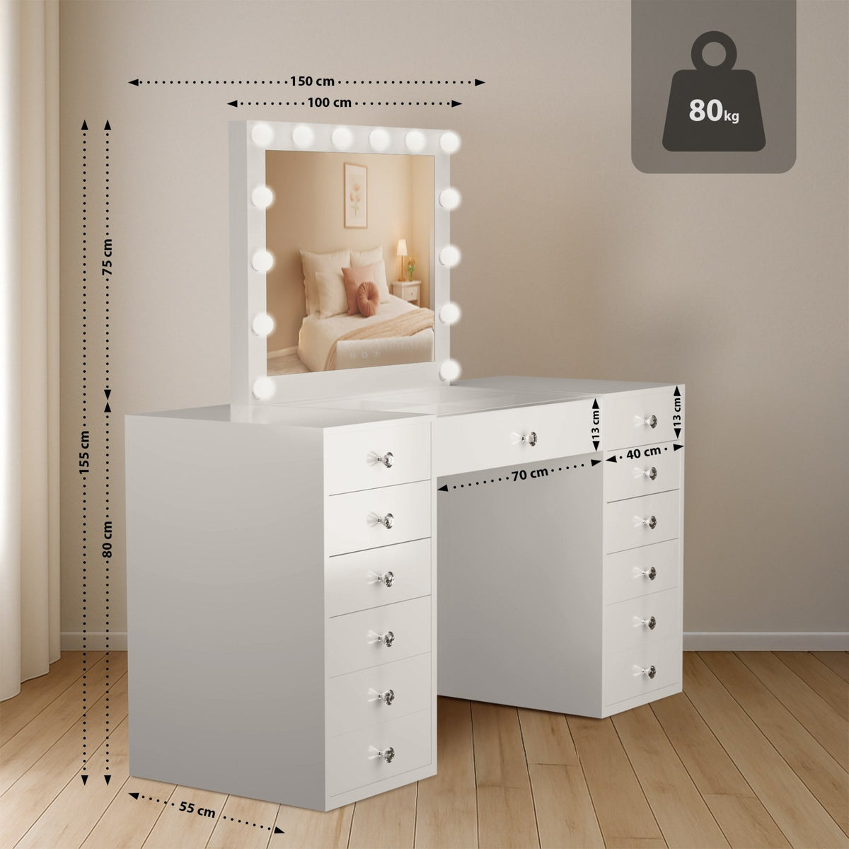 Kaptafel Attalla wit weiß