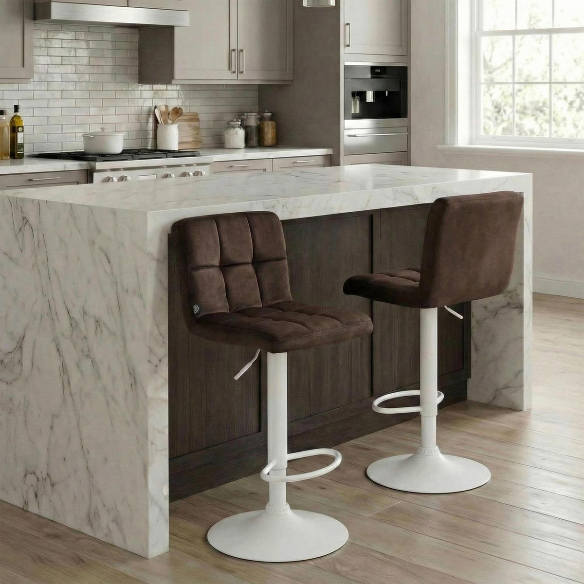 Barkruk Peru Fluweel bruin,wit braun