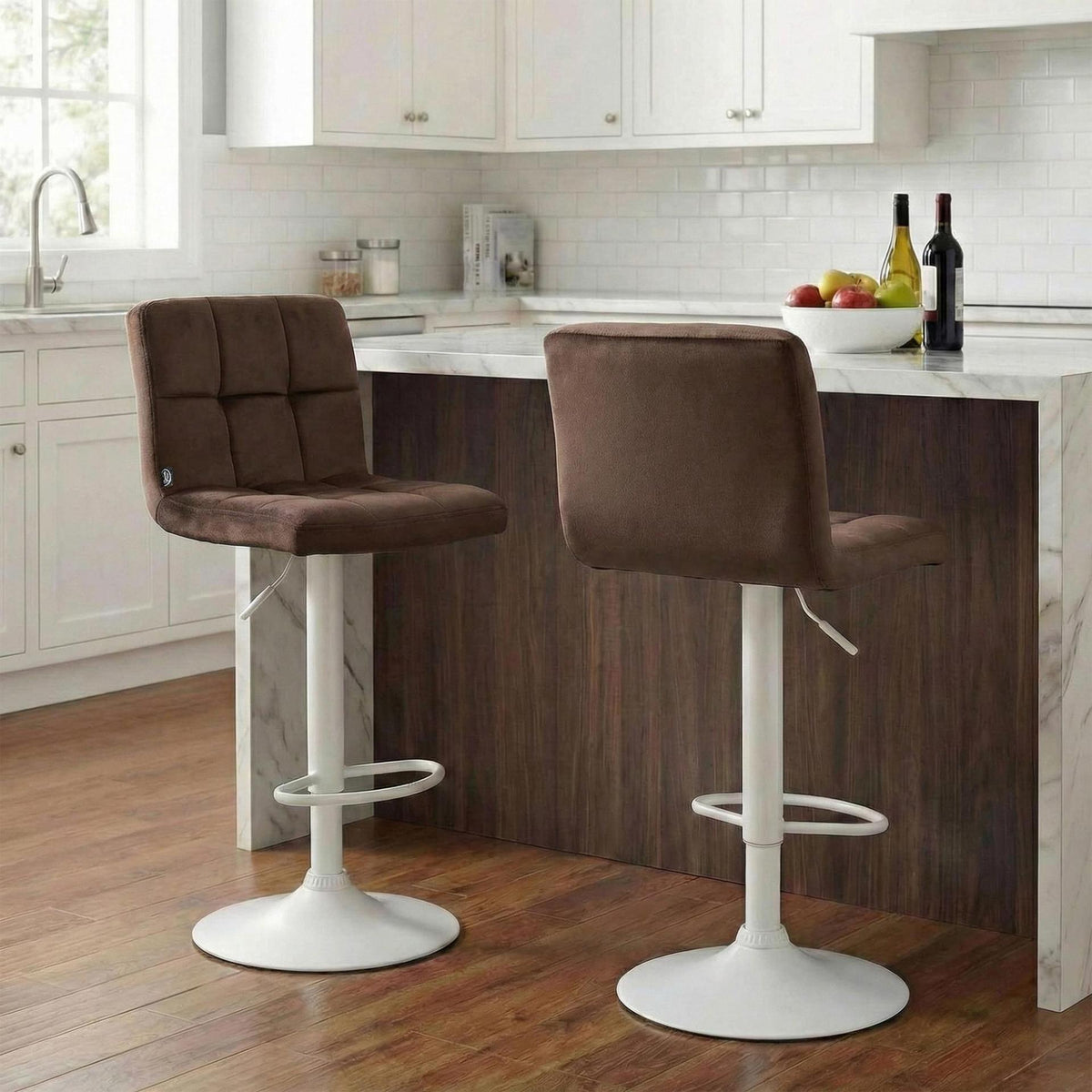Barkruk Peru Fluweel bruin,wit braun