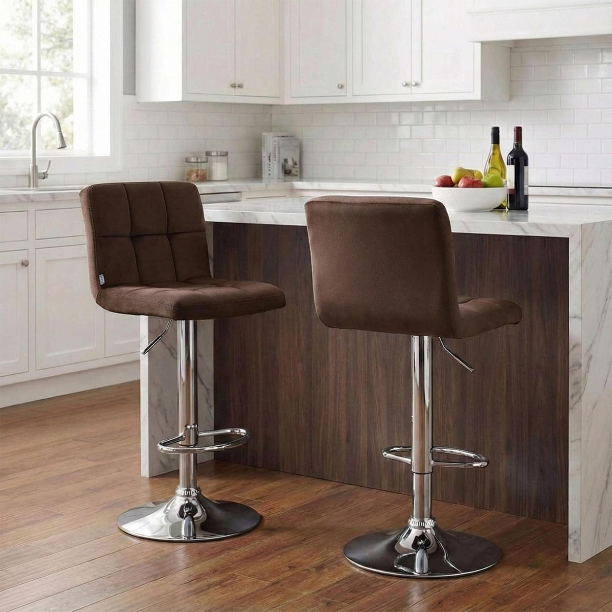 Barkruk Peru Fluweel bruin,chroom braun