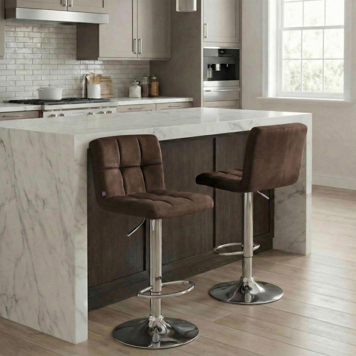 Barkruk Peru Fluweel bruin,chroom braun