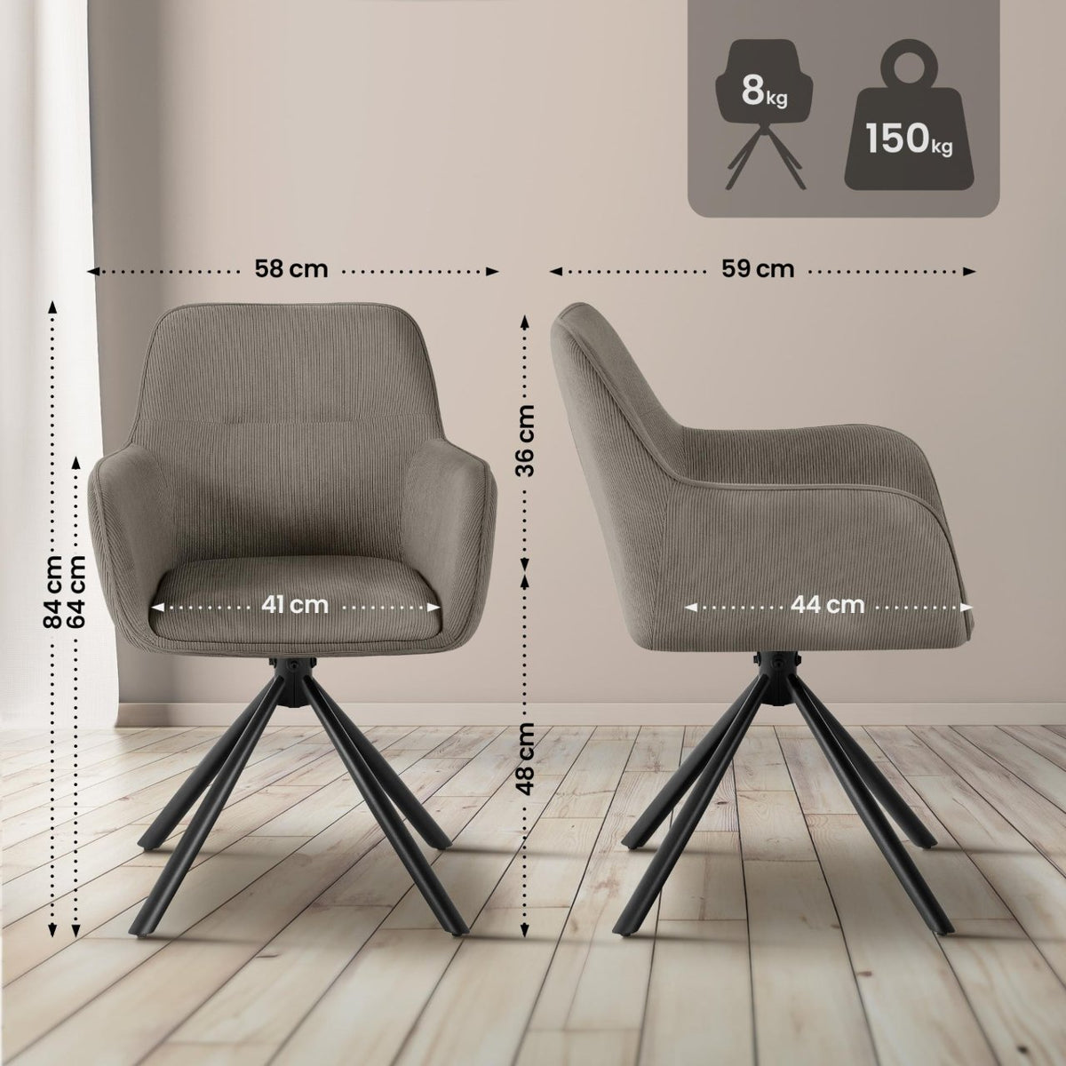 Stuhl Tipton Cord taupe