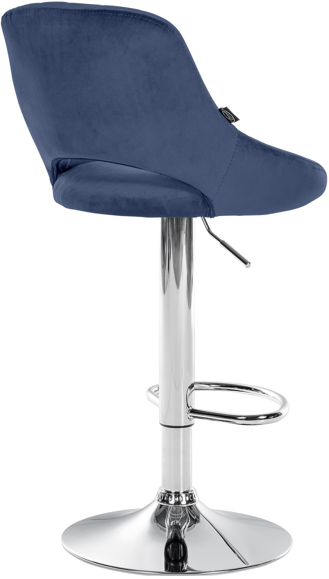 Barkruk Milet Fluweel blauw,chroom blau