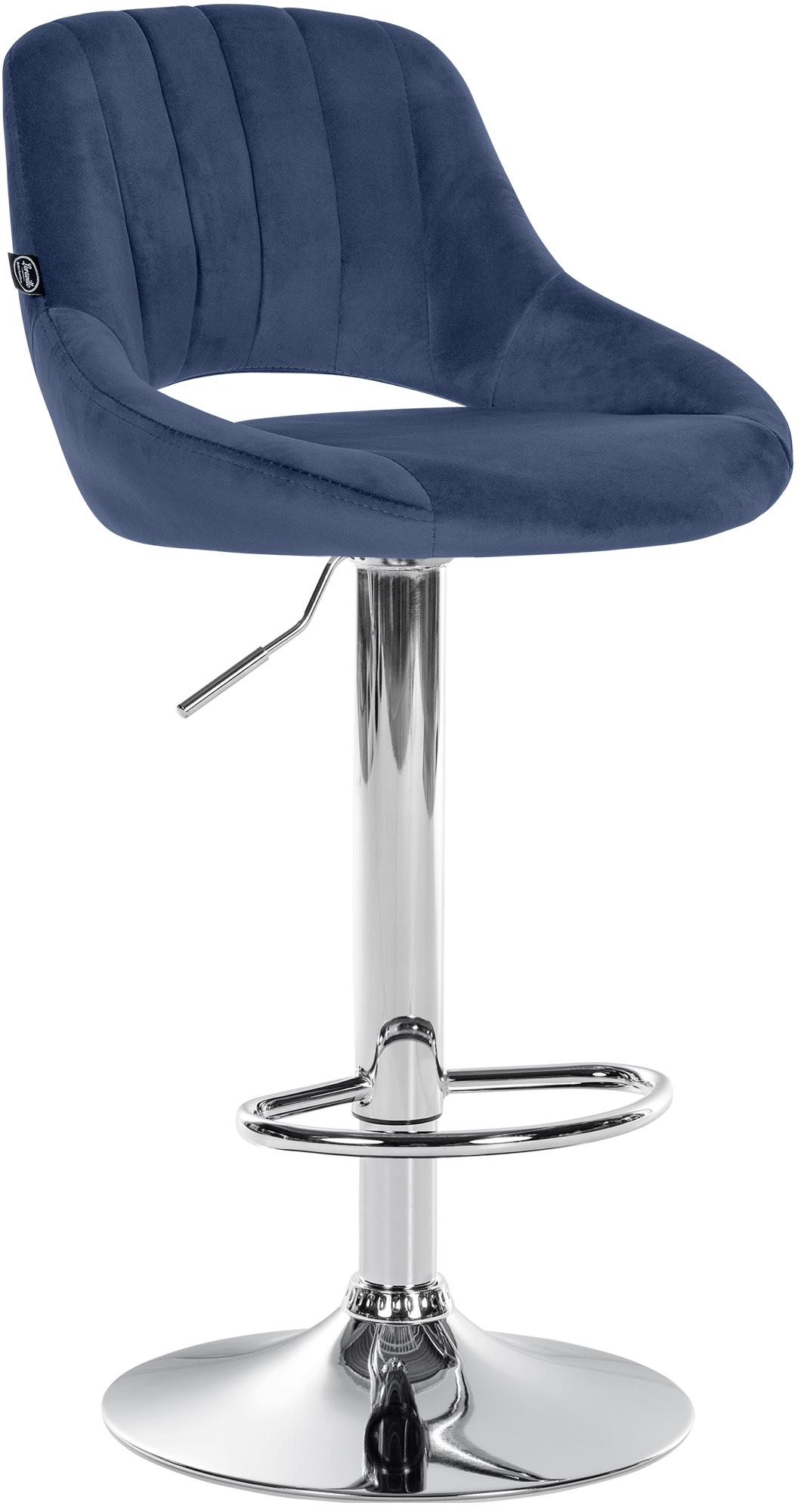 Barkruk Milet Fluweel blauw,chroom blau