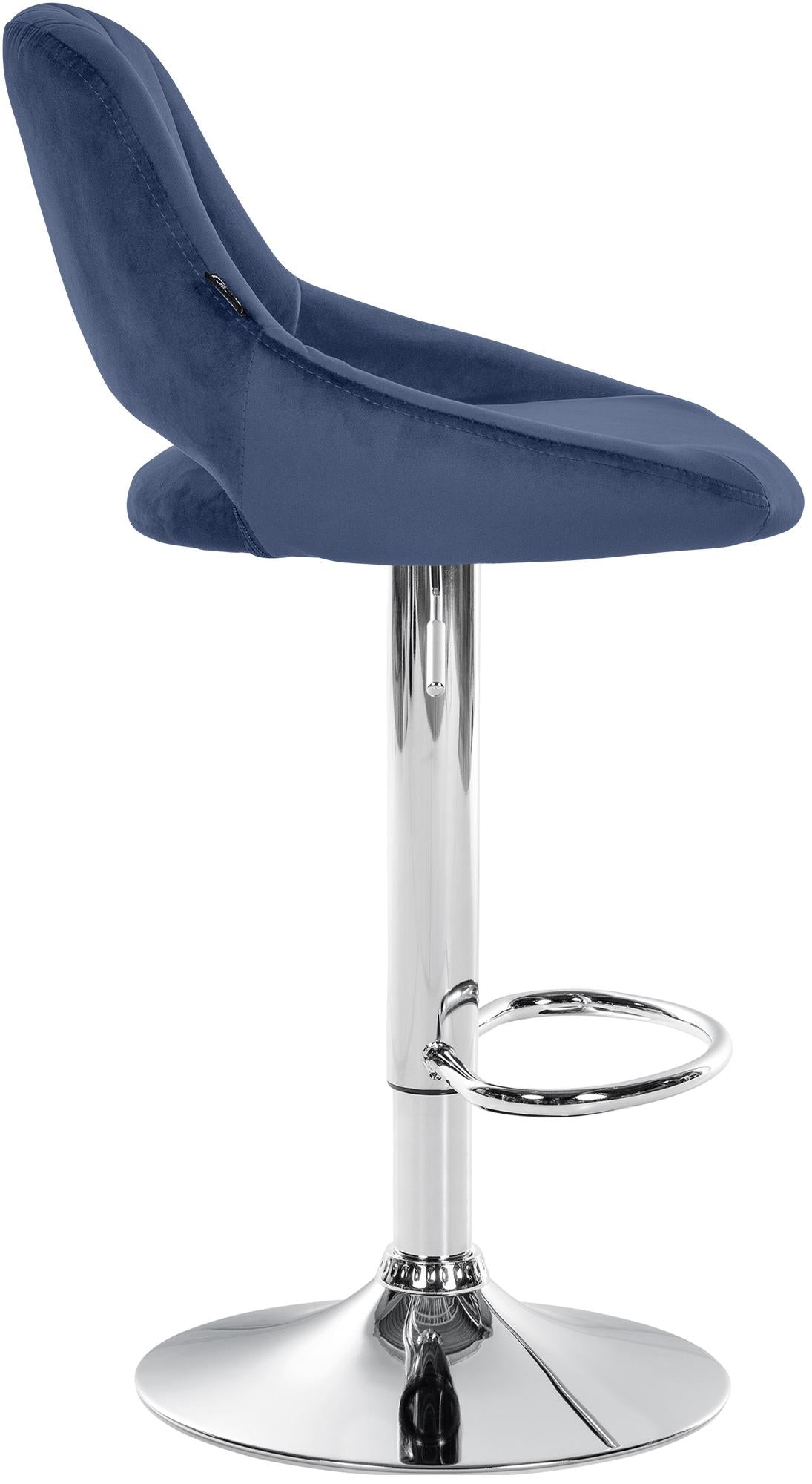 Barkruk Milet Fluweel blauw,chroom blau