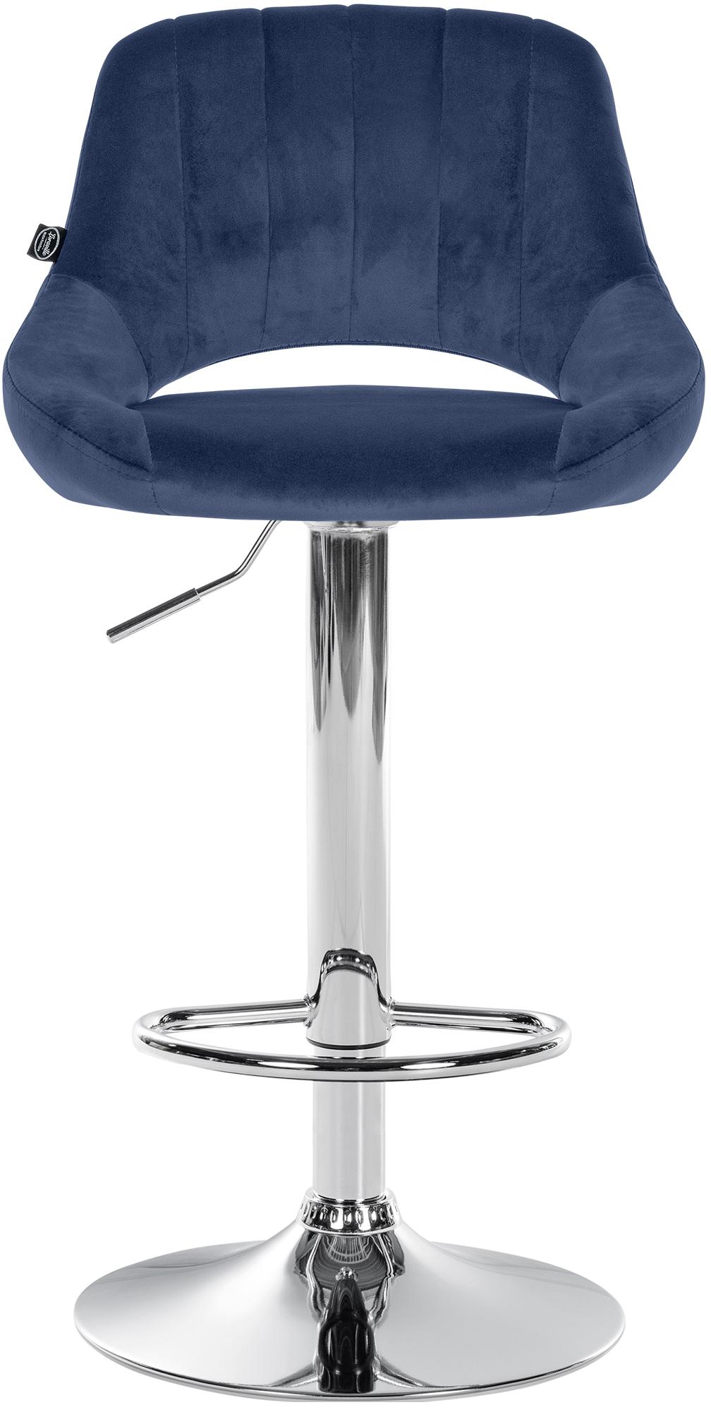 Barkruk Milet Fluweel blauw,chroom blau