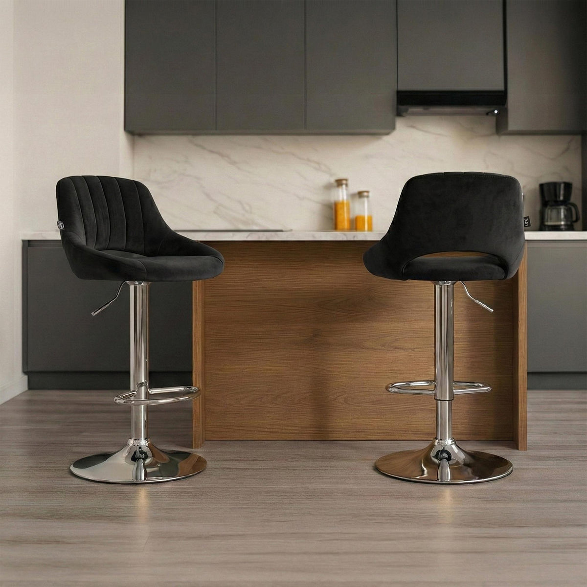 Barkruk Milet Fluweel zwart,chroom schwarz
