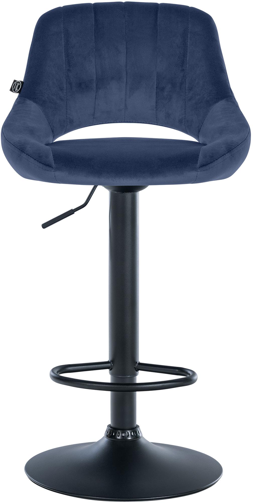 Set van 2 Barkrukken Milet Fluweel blauw,Metaal mat zwart blau