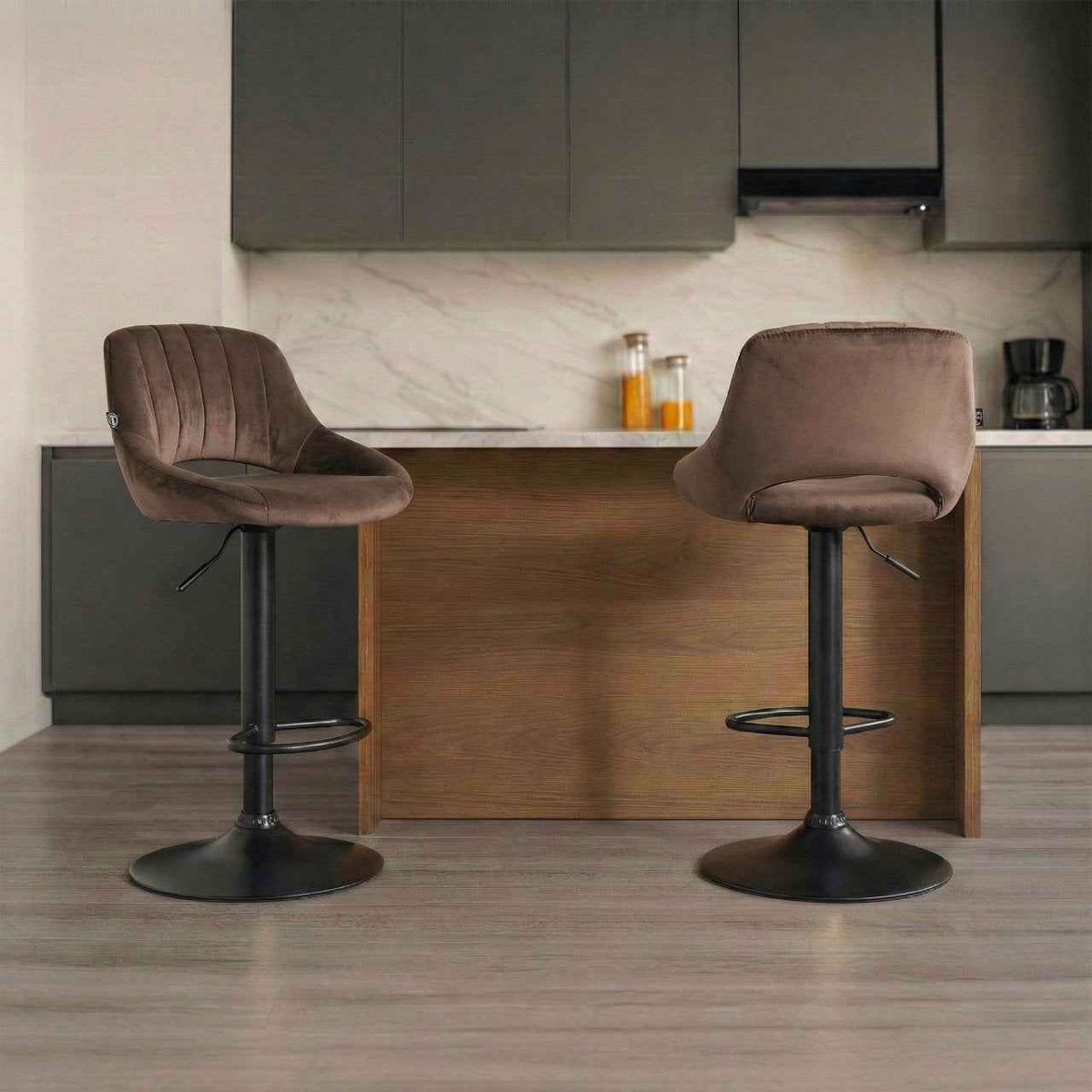 Barkruk Milet Fluweel bruin,zwart braun