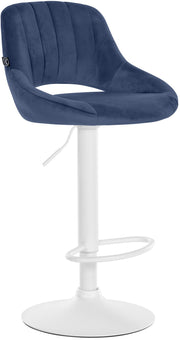 Barkruk Milet Fluweel blauw,wit blau