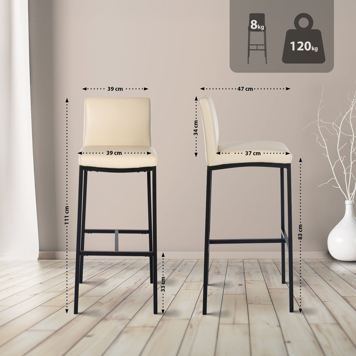 Barkruk Freeport creme,Kunstleer creme