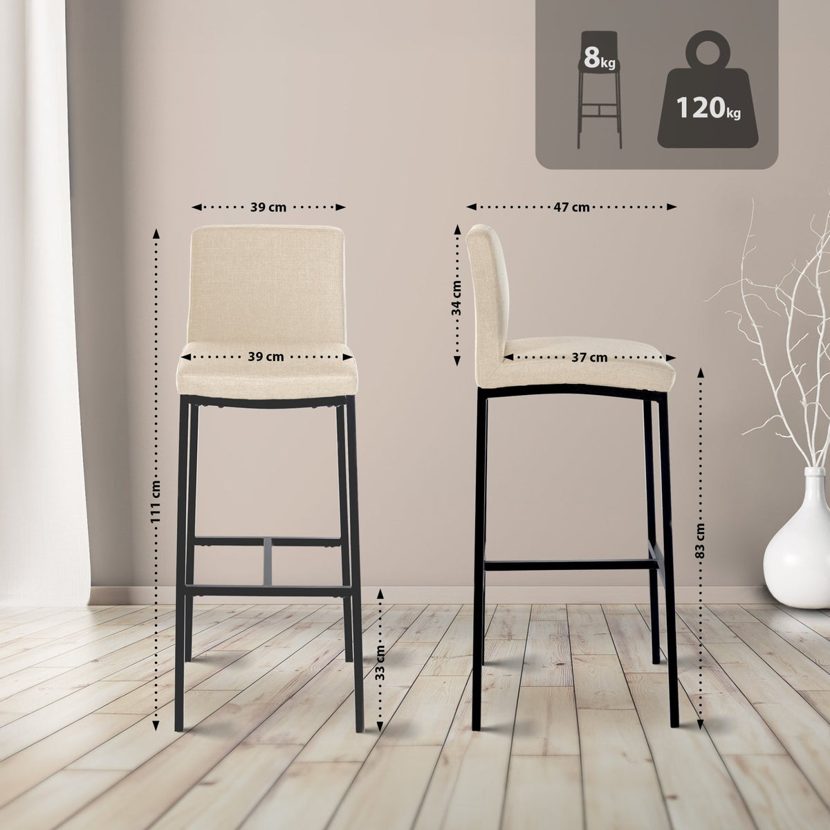 Barkruk Freeport creme,Stof creme