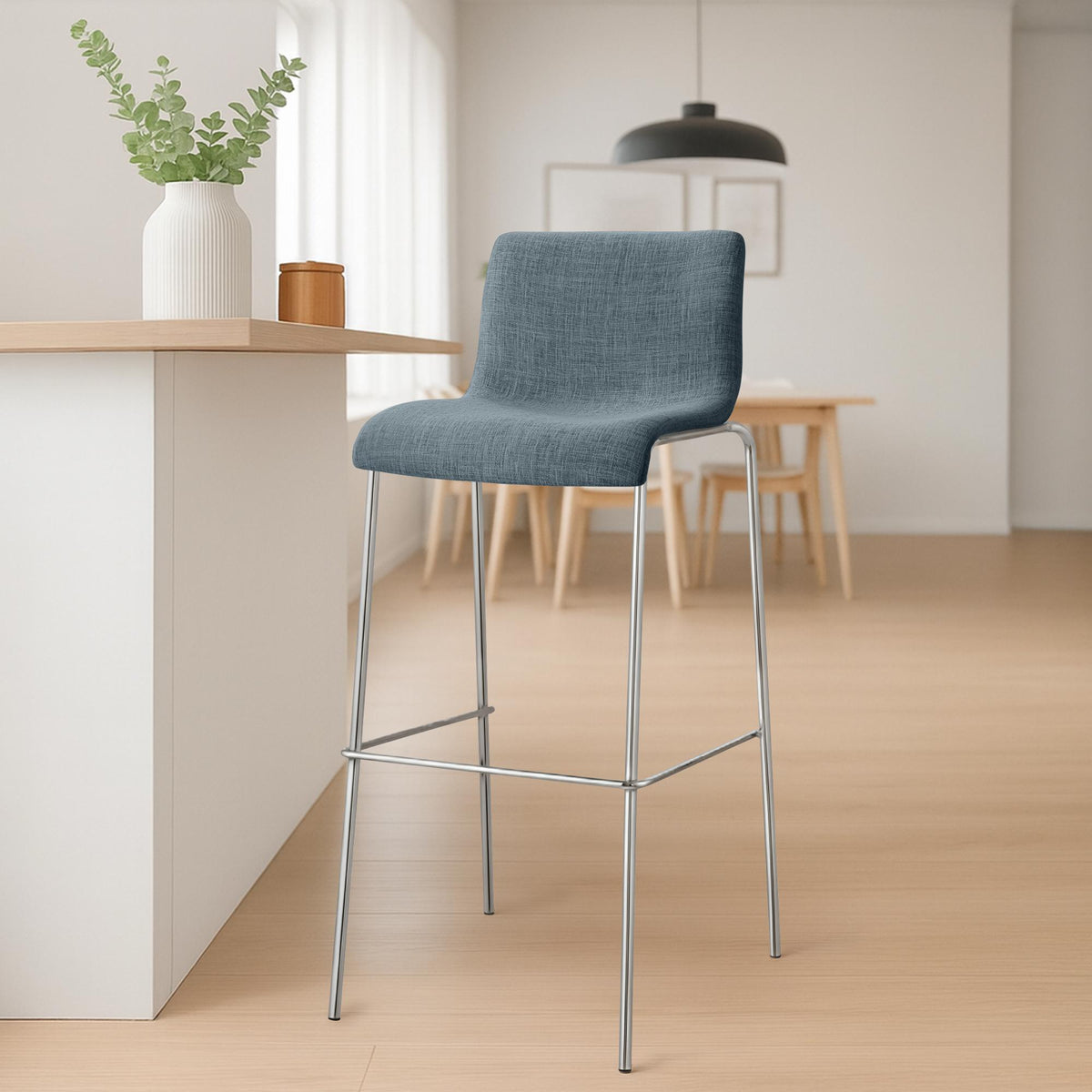 Set van 2 barkrukken Hover Stof blauw,chroom blau