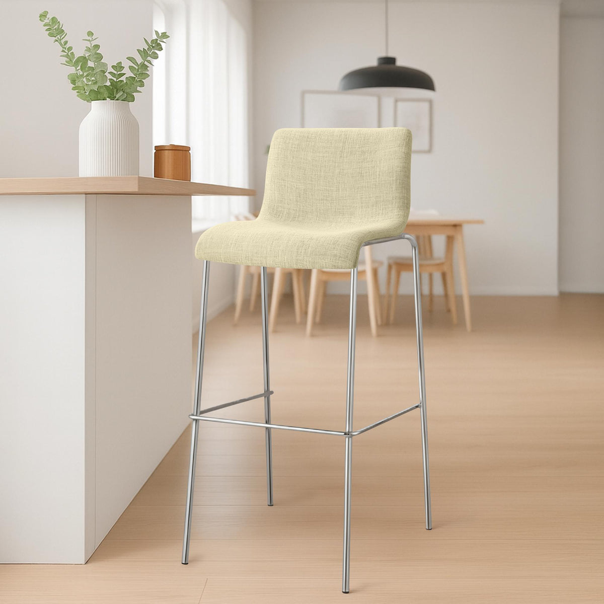 Set van 2 barkrukken Hover Stof creme,chroom creme