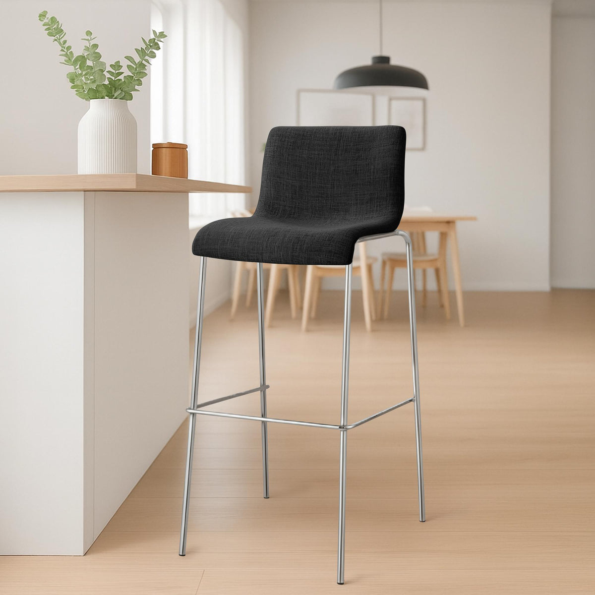 Set van 2 barkrukken Hover Stof donkergrijs,chroom dunkelgrau
