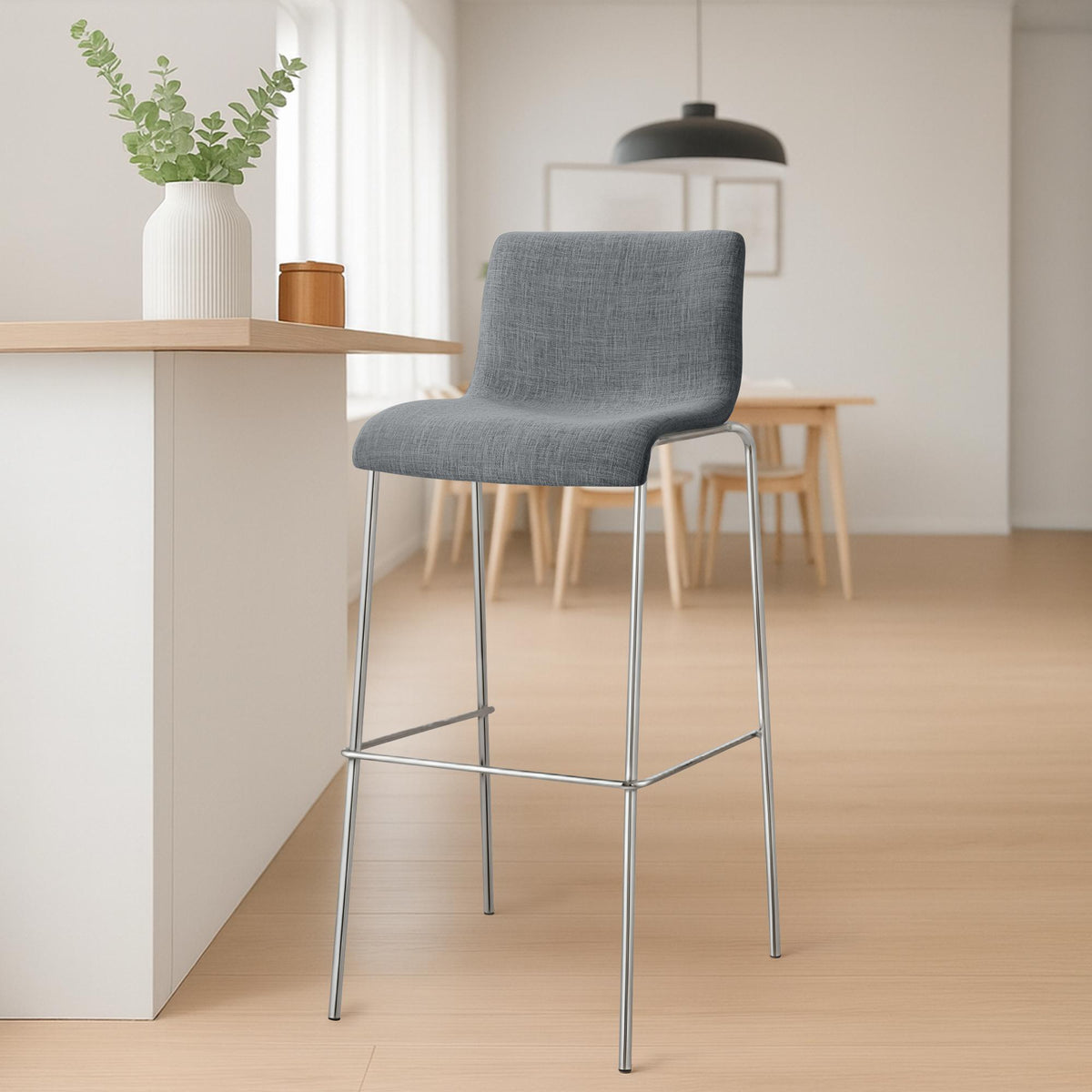 Set van 2 barkrukken Hover Stof licht grijs,chroom hellgrau