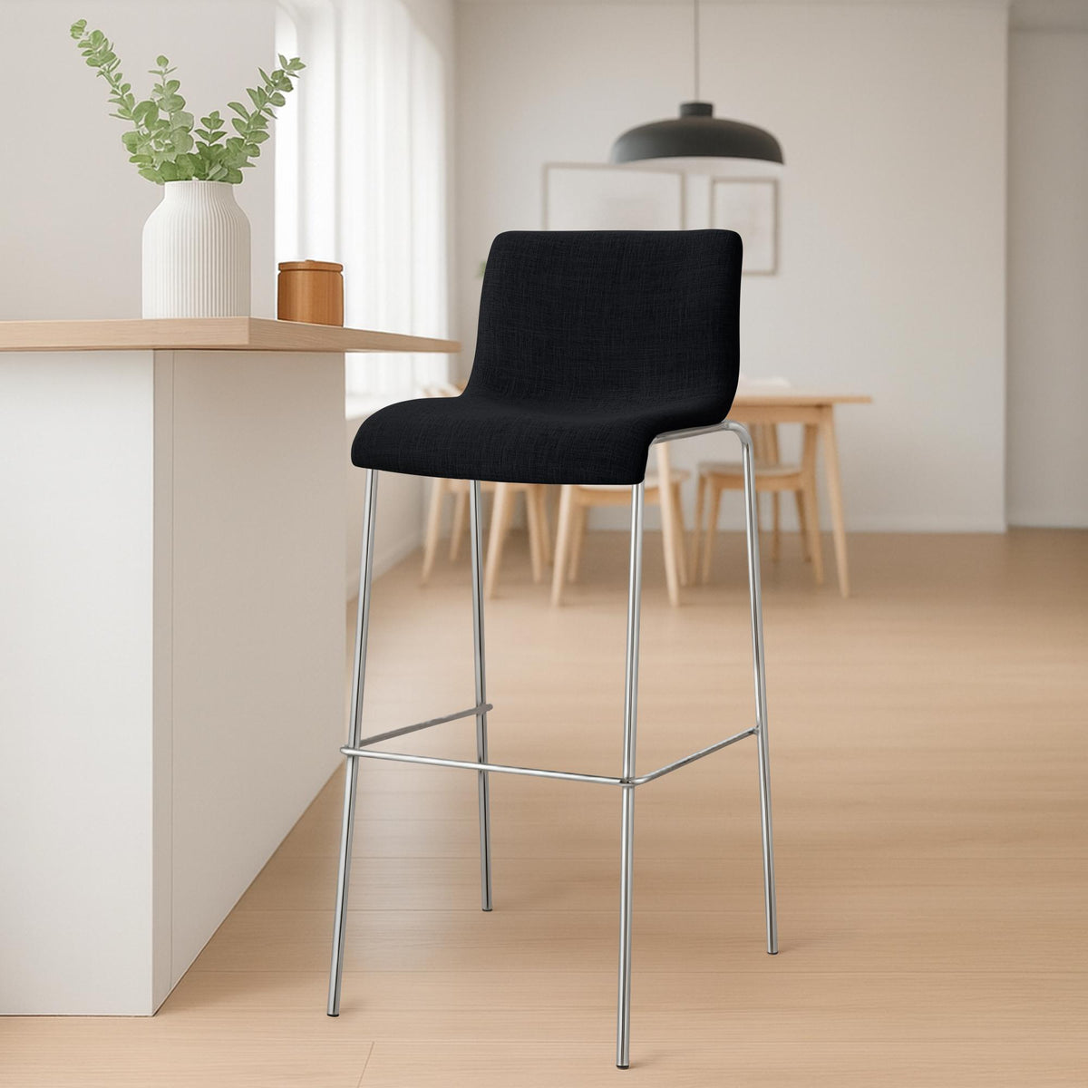Set van 2 barkrukken Hover Stof zwart,chroom schwarz