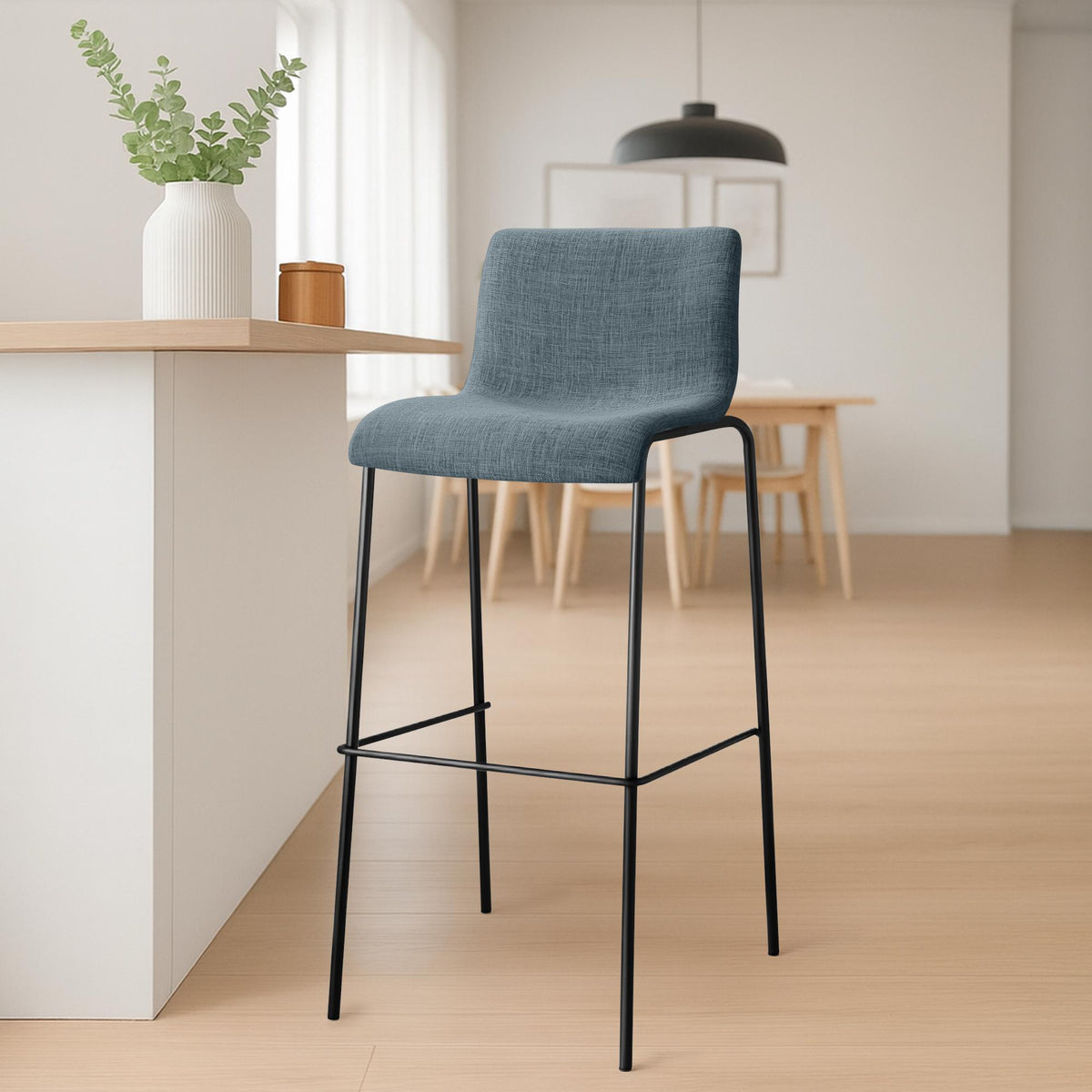 Set van 2 barkrukken Hover Stof blauw,zwart blau