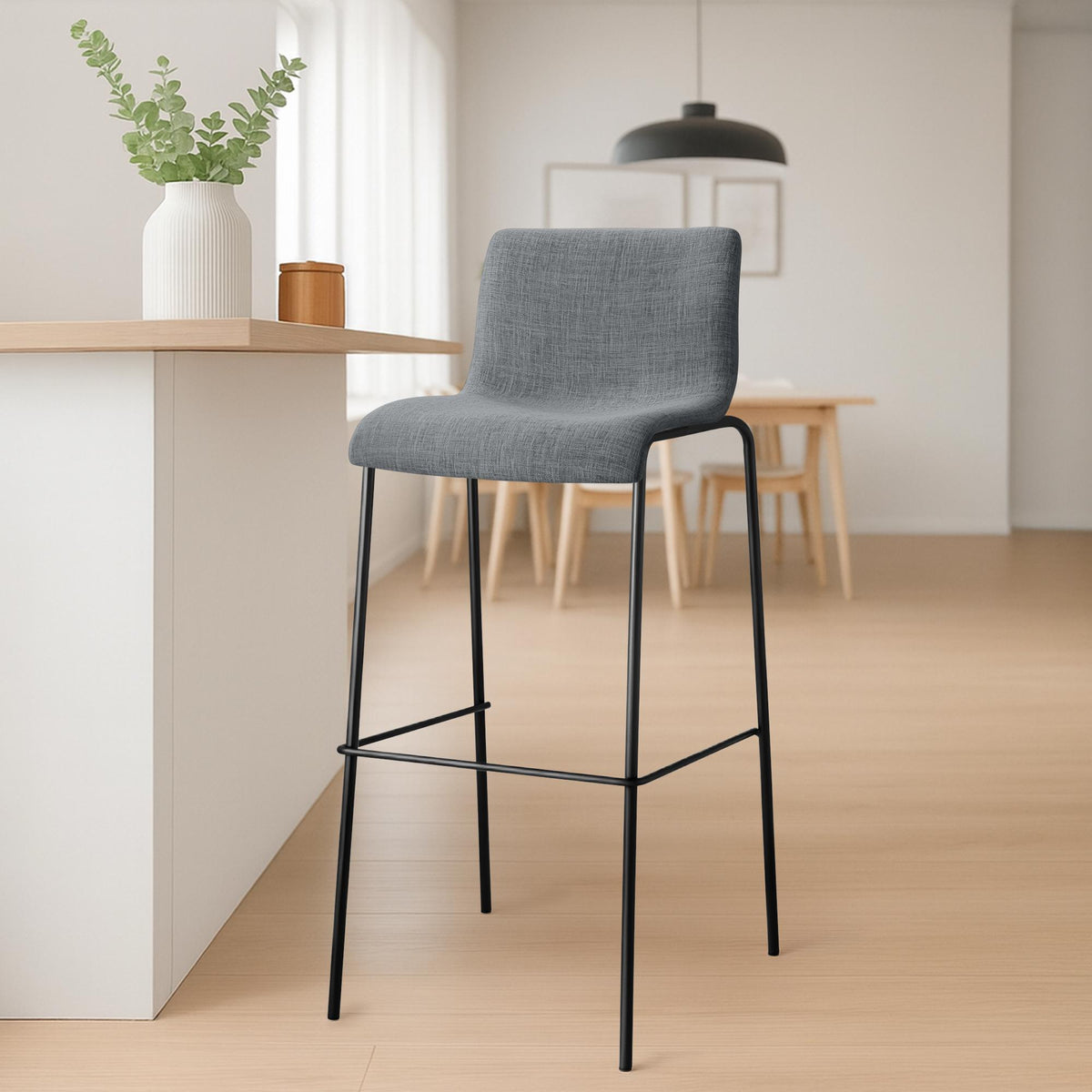 Barkruk Hover Stof 4 pootframe licht grijs,zwart hellgrau