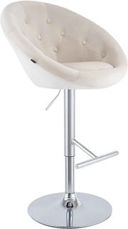 Barkruk London fluweel creme,chroom creme
