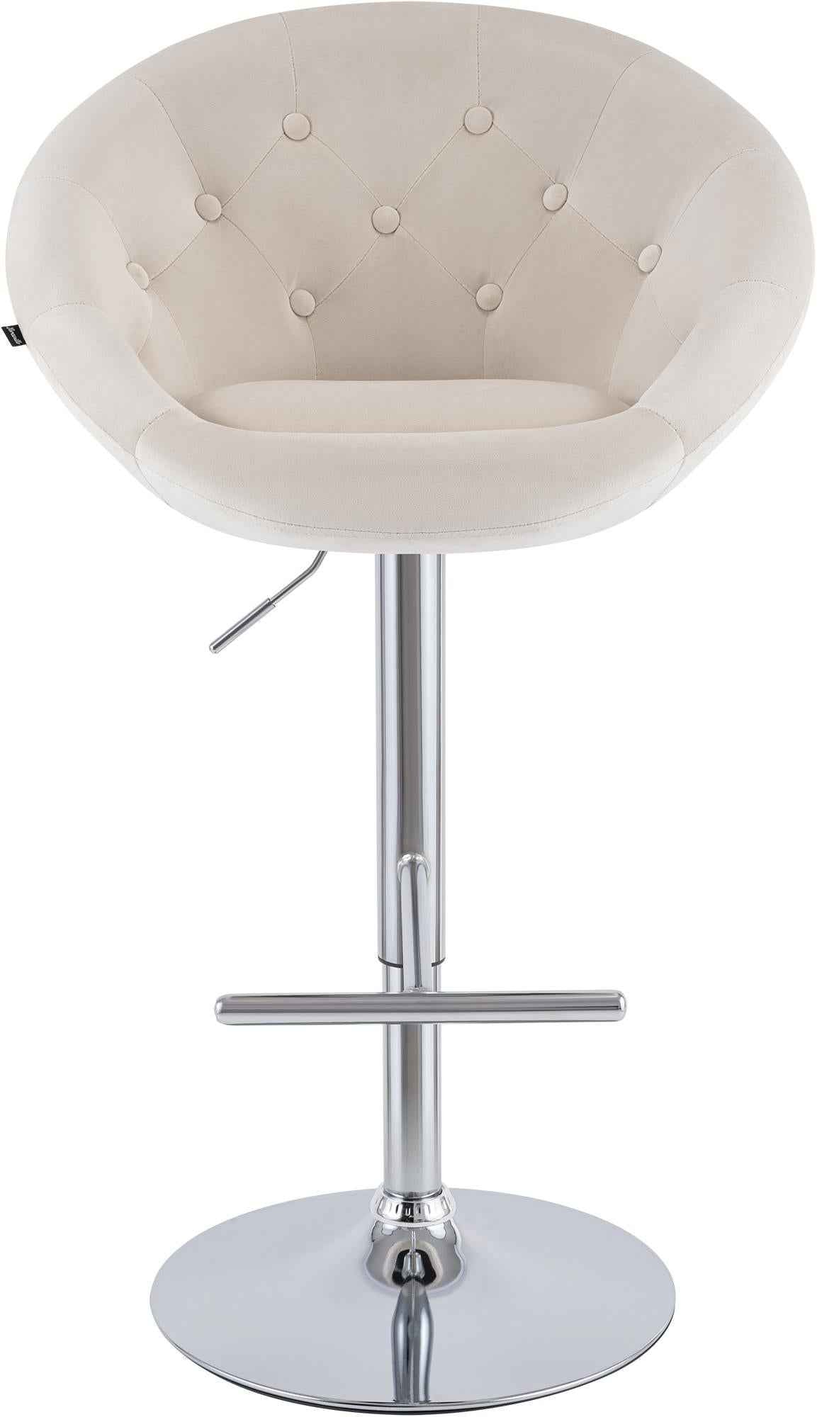 Barkruk London fluweel creme,chroom creme