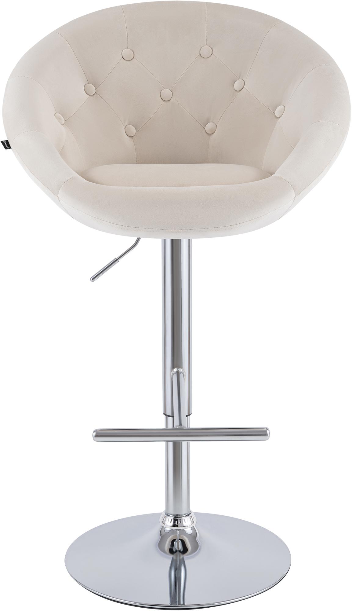 Barkruk London fluweel creme,chroom creme